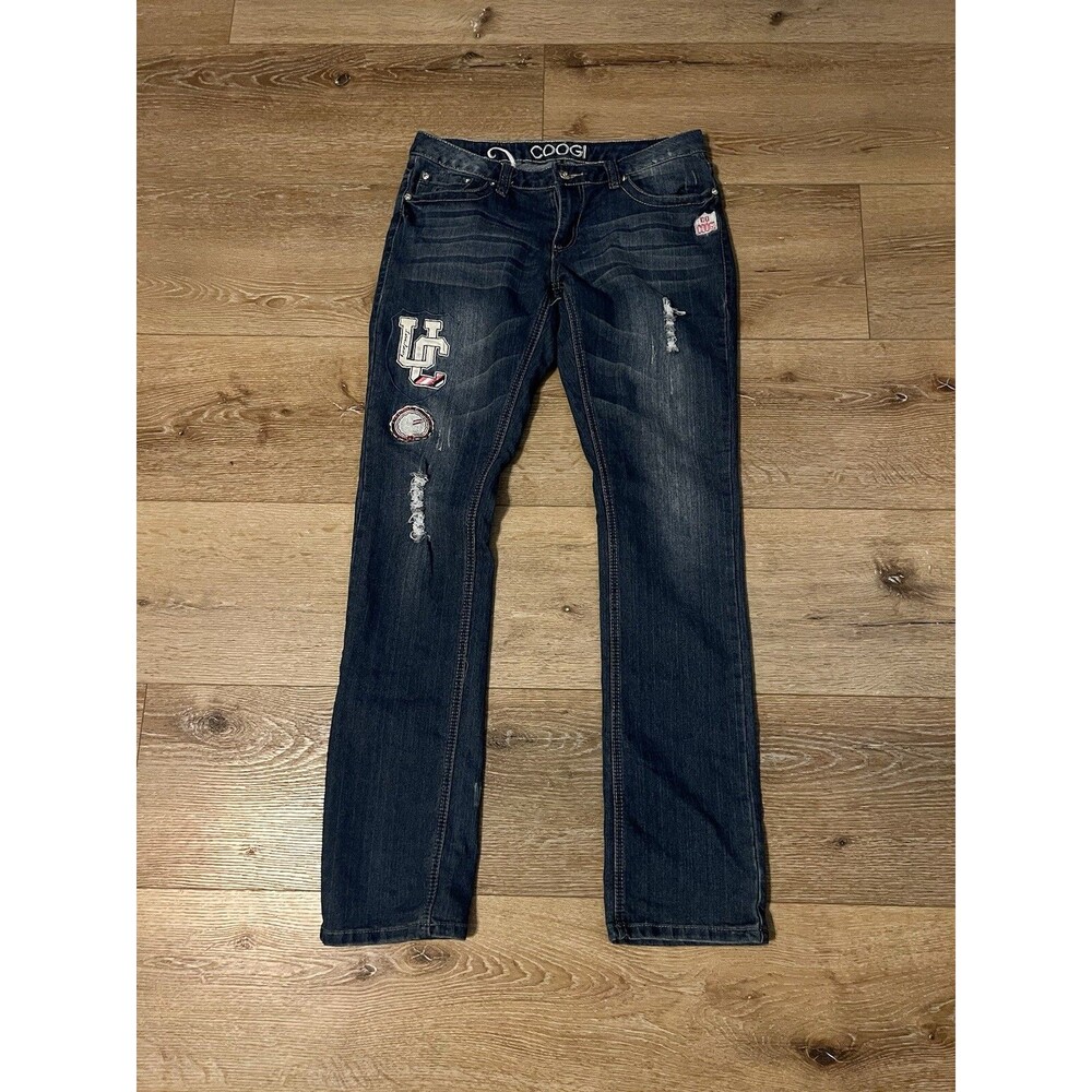 Y2K Coogi Womens Jeans Embroidered 32x32 Size 9/10 Blue Denim Straight Stretch